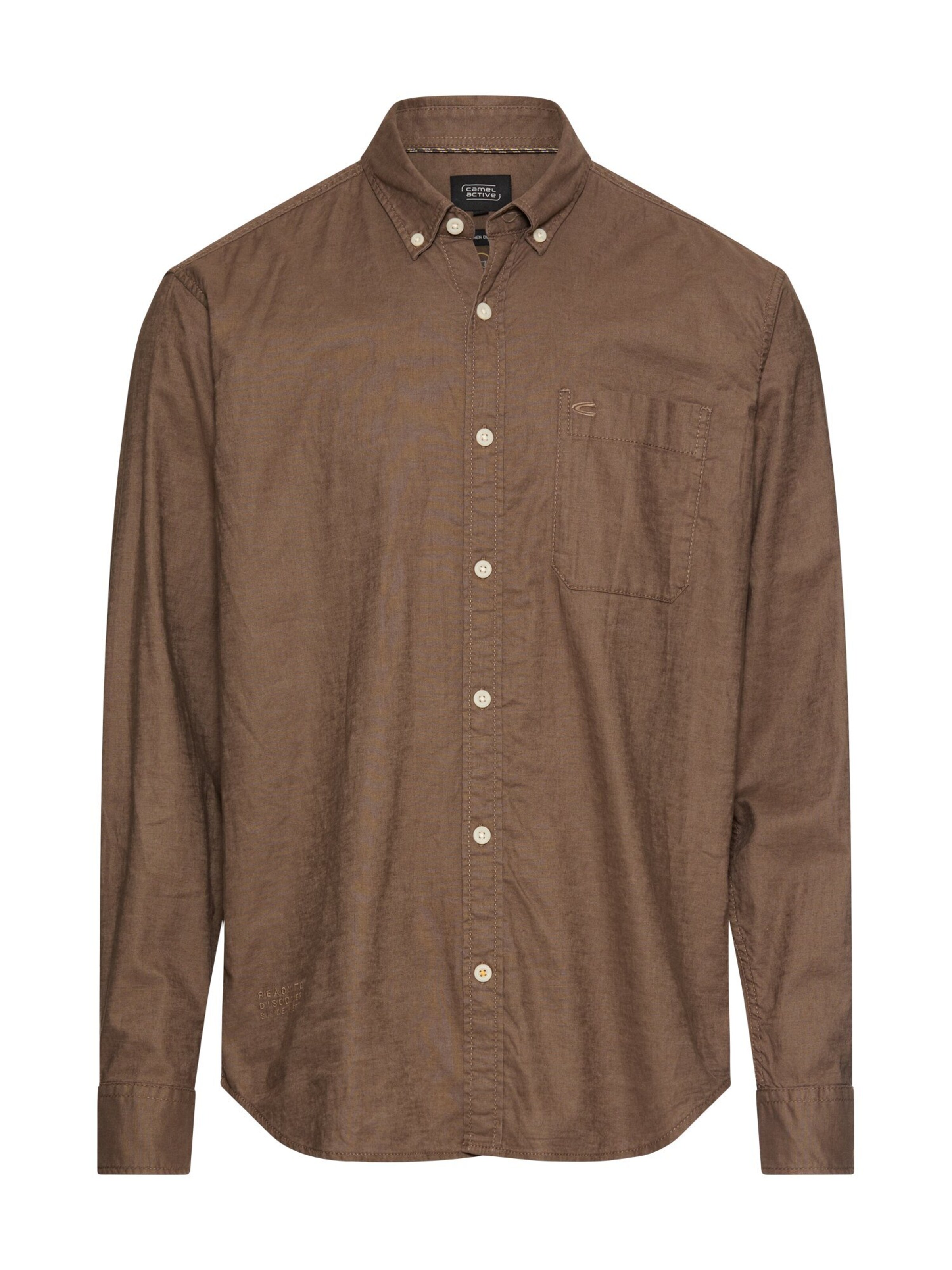 CAMEL ACTIVE Langarm Hemd aus Leinen-Baumwoll-Mix in schlammfarben, Produktansicht