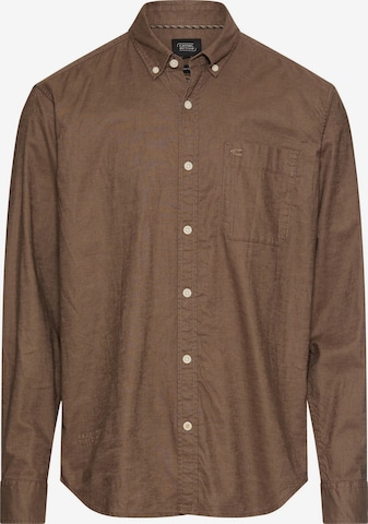 CAMEL ACTIVE Langarm Hemd aus Leinen-Baumwoll-Mix in Braun: Vorderseite