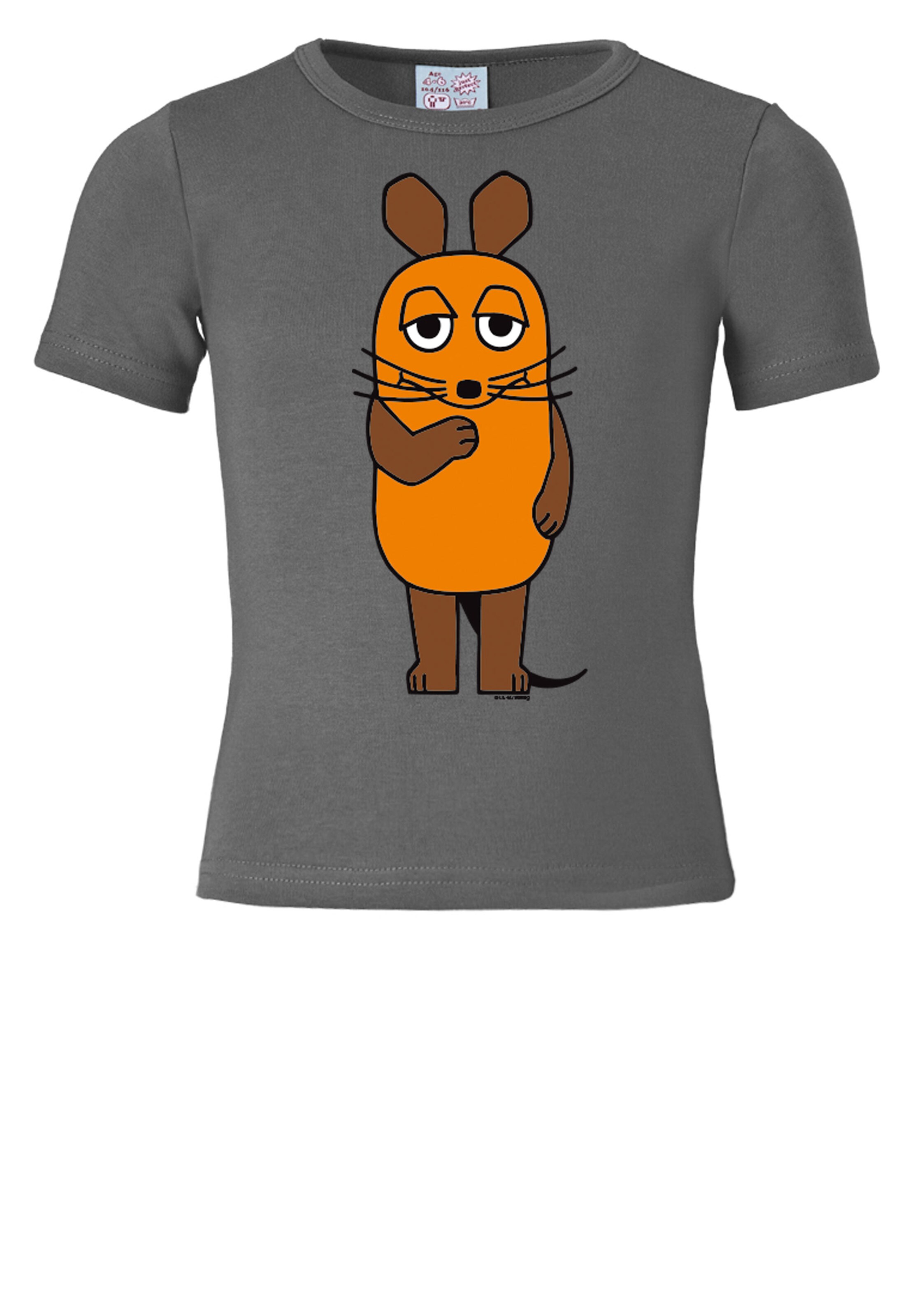 LOGOSHIRT Shirt 'Die Maus' in Grijs: voorkant