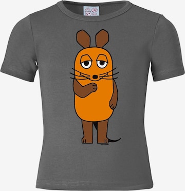 LOGOSHIRT Shirt 'Die Maus' in Grey: front
