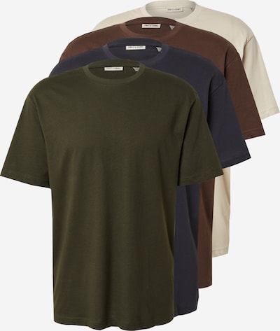 Marškinėliai 'ONSFRED' iš Only & Sons, spalva – tamsiai mėlyna / tamsiai ruda / šviesiai pilka / alyvuogių spalva, Prekių apžvalga