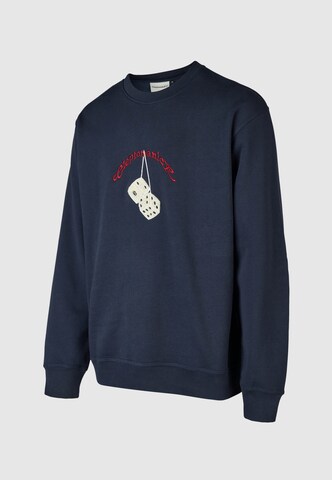 Cleptomanicx Sweatshirt 'Boxy Crewneck Racing' in Blue