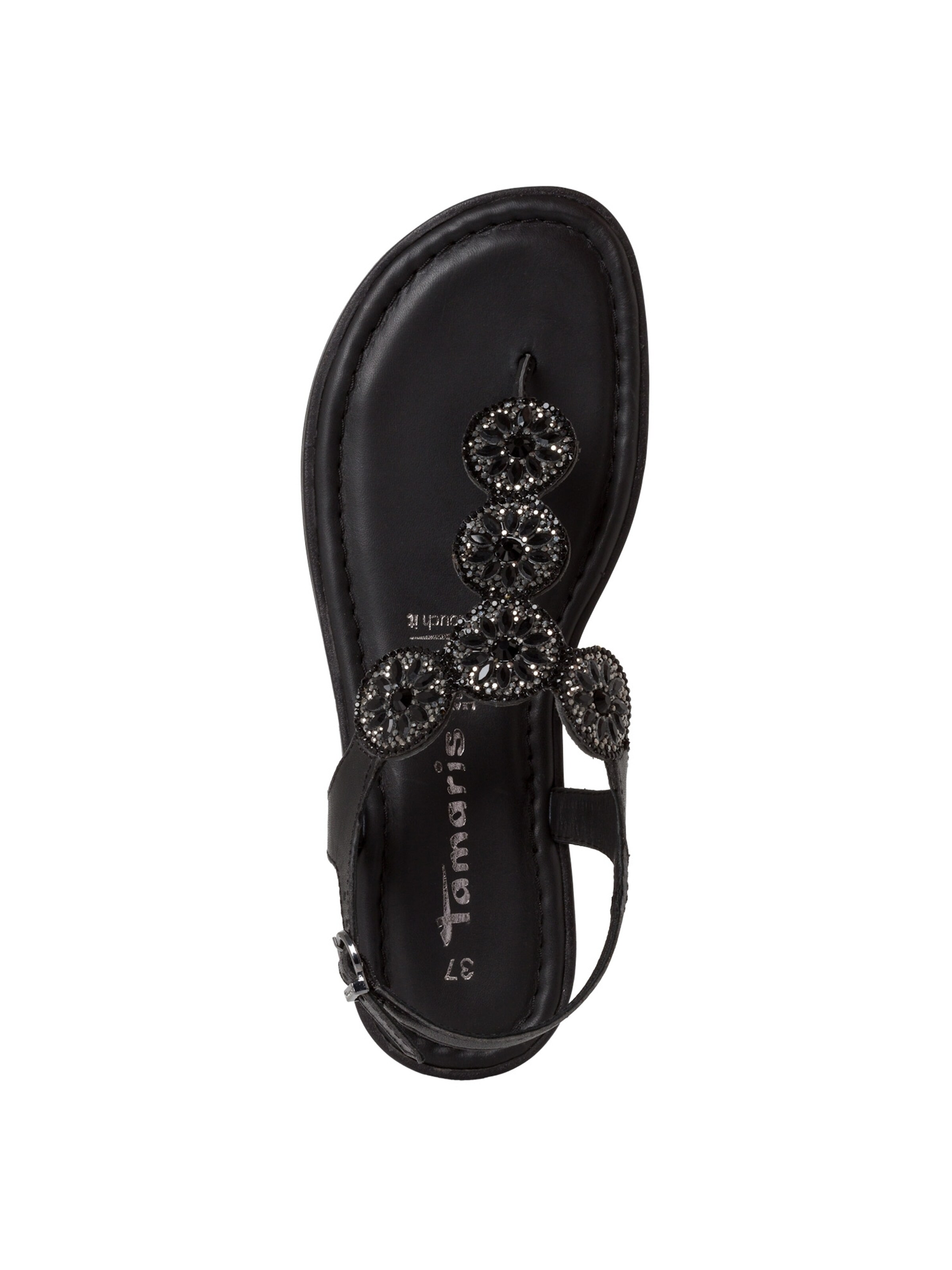 Tamaris T-Bar Sandals in Black