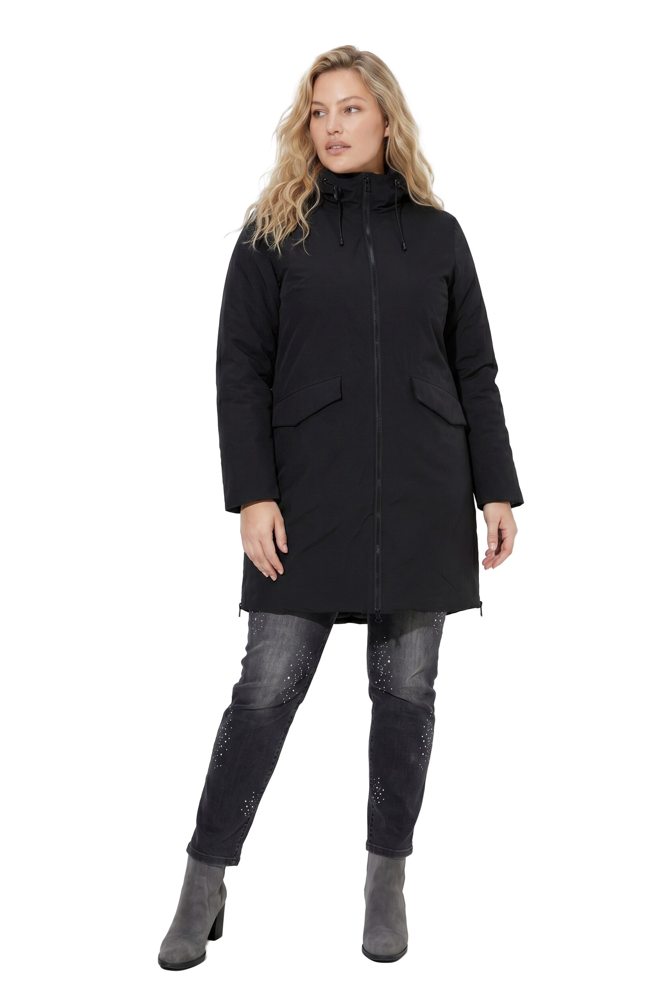 Ulla Popken Weatherproof jacket in Black