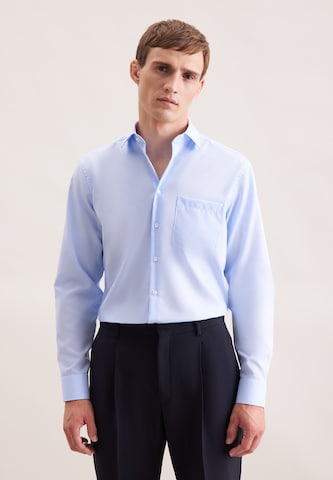Coupe regular Chemise business 'Schwarze Rose' SEIDENSTICKER en bleu : devant