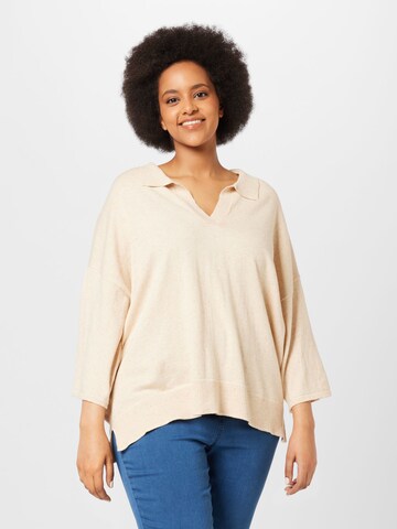 Fransa Curve Sweater 'KATE' in Beige: front