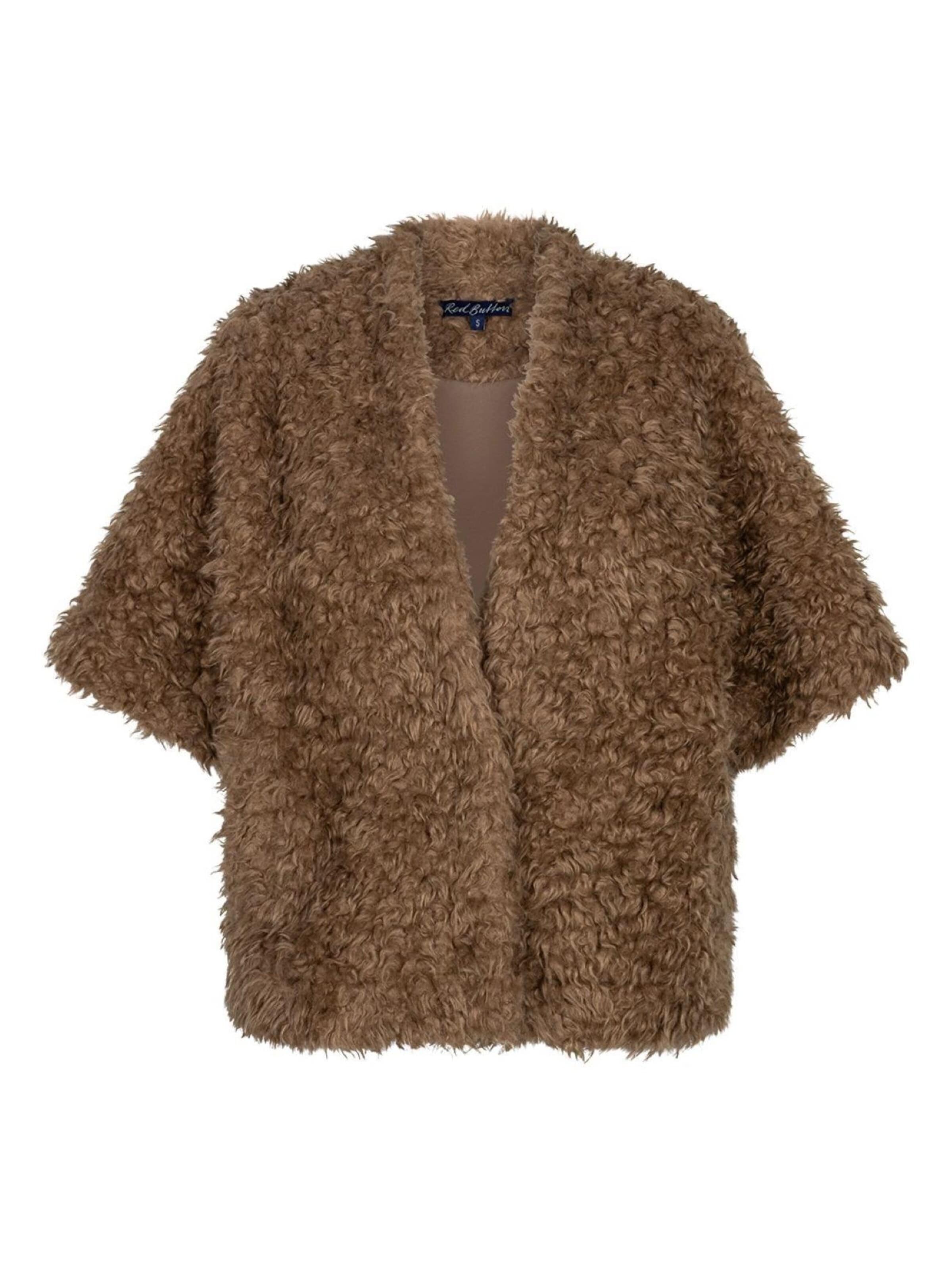 Red Button Gebreid vest 'RB Freddie fake fur' in Beige: voorkant
