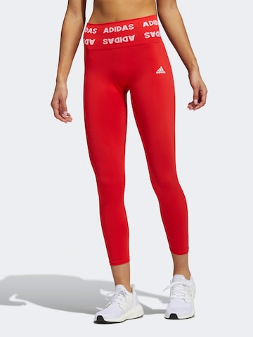 ADIDAS SPORTSWEAR Skinny Workout Pants in Red: front