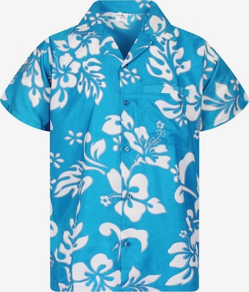 King Kameha Shirt 'Hibiscus' in Blau: Vorderseite