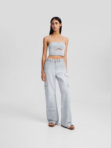 Bershka Loosefit Kapsáče – modrá