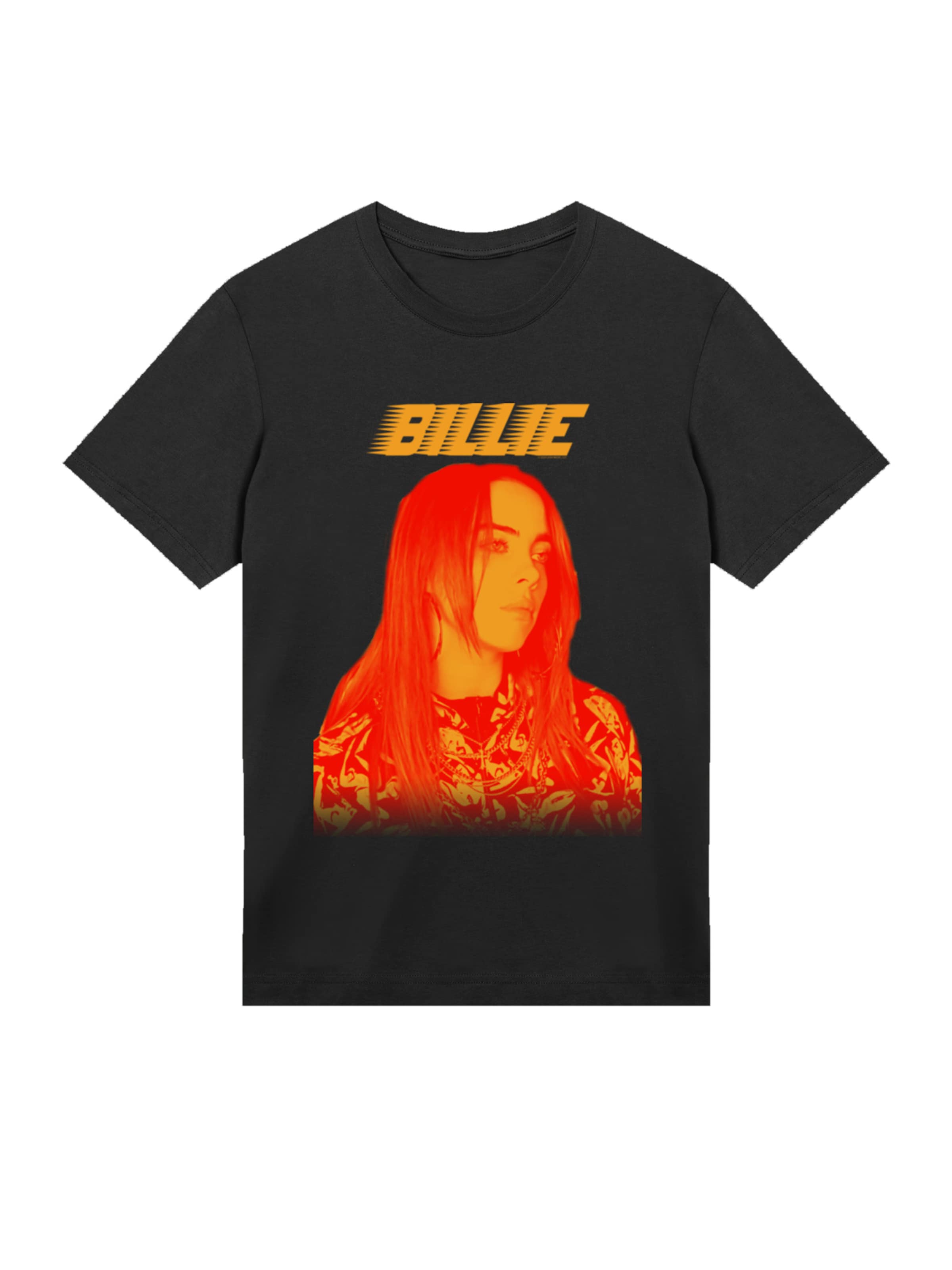 F4NT4STIC Shirt 'Billie Eilish Portrait' in Zwart: voorkant
