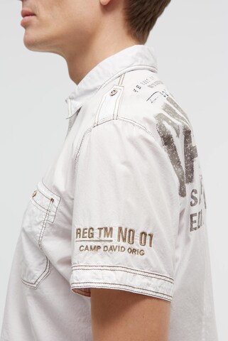 CAMP DAVID Slim fit Button Up Shirt in Beige