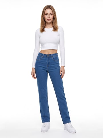 ESRA Regular Jeans 'Straight Leg Jeans aus extra weicher Baumwolle' in Blau: Vorderseite