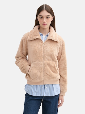 TOM TAILOR DENIM Sweatvest in Beige: voorkant