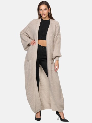 Elara Gebreide mantel in Beige: voorkant
