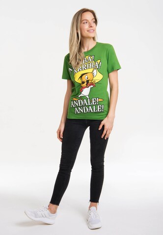 LOGOSHIRT Shirt 'Looney Tunes - Speedy Gonzales' in Green