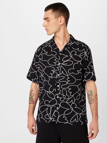 Redefined Rebel Comfort fit Button Up Shirt 'Pablo' in Black: front