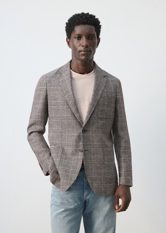 MANGO MAN Slim fit Suit Jacket 'Nella' in Brown: front