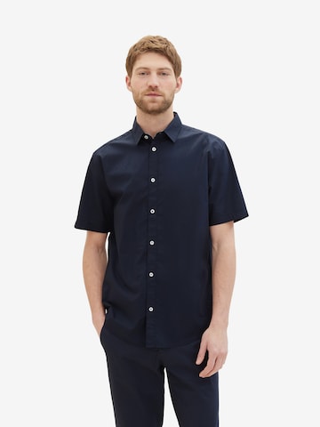 TOM TAILOR Comfort fit Button Up Shirt in Blue: front