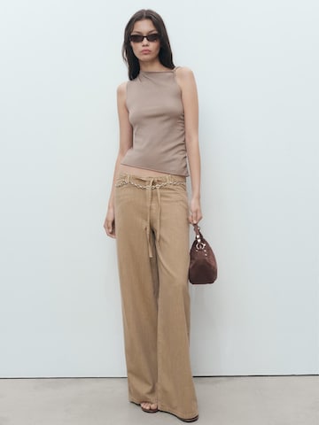 MANGO Wide leg Byxa 'MERY' i beige