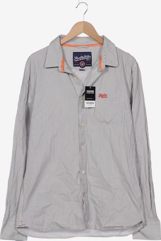 Superdry Button Up Shirt in XXXL in Grey: front
