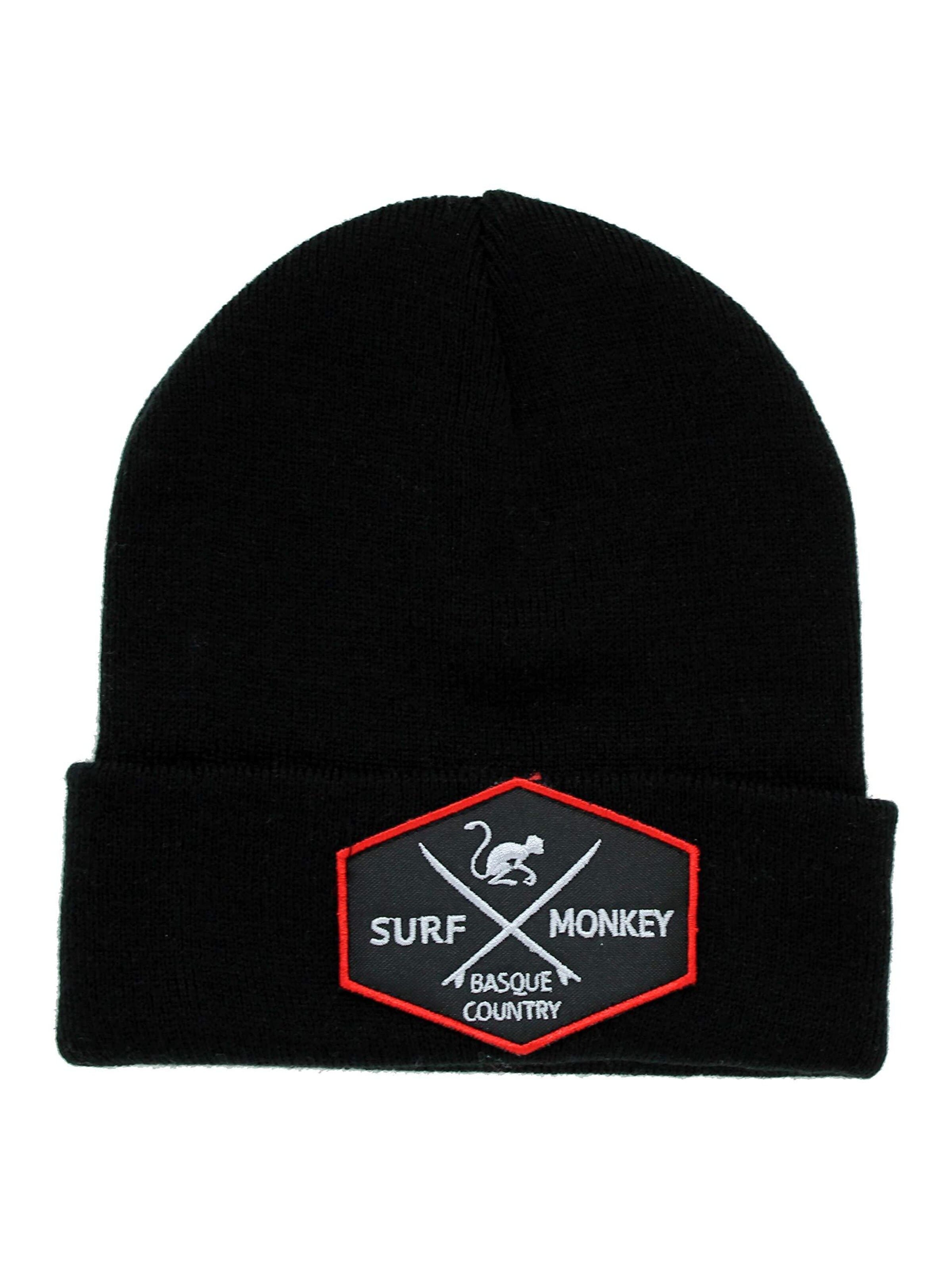 Surf Monkey Beanie in Black: front