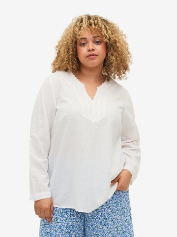 Camicia da donna 'VFLEX' di Zizzi in bianco: frontale