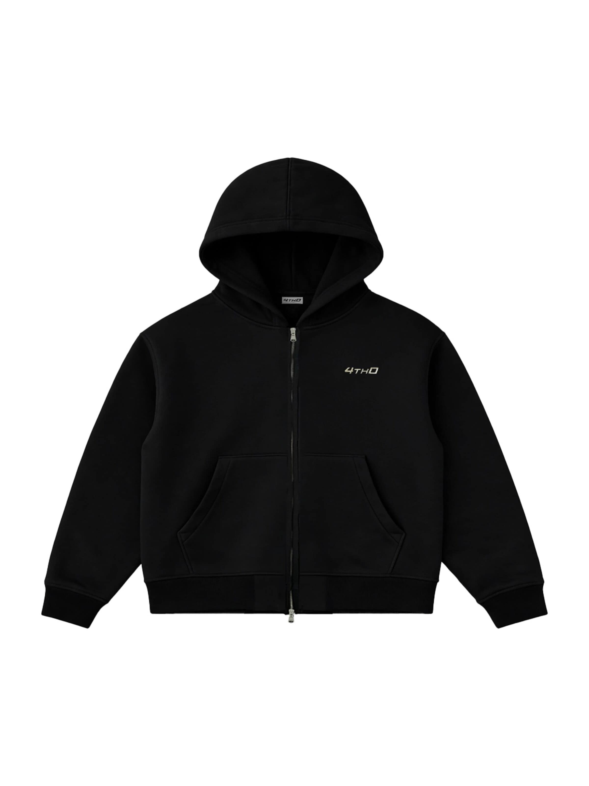4thD - Sudadera con cremallera deportiva 'Zip Hoodie - Black' en negro: frente