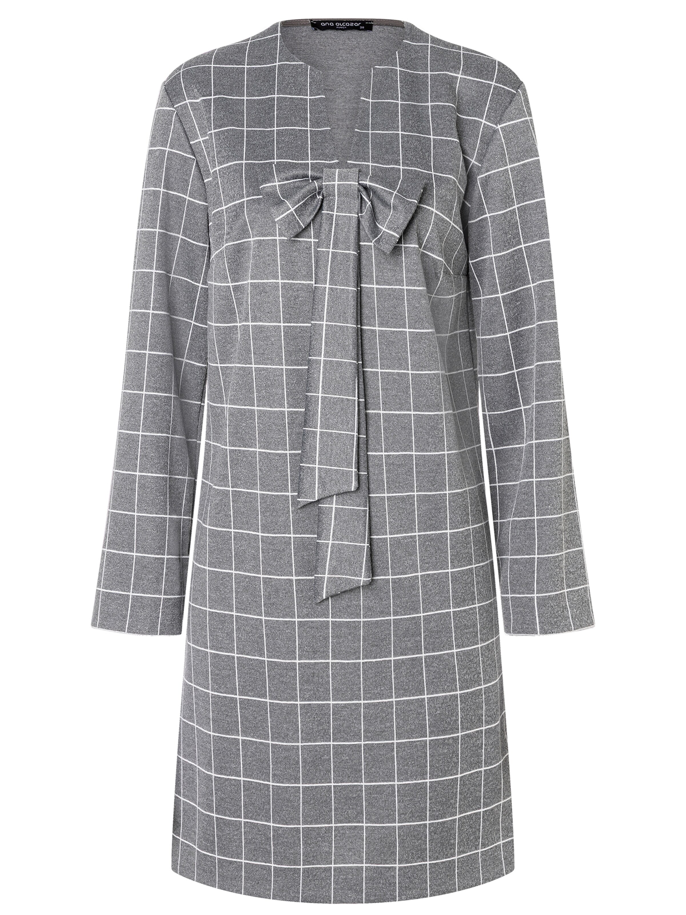 Ana Alcazar Jurk 'Amra' in de kleur Grijs gemêleerd / Wit, Productweergave