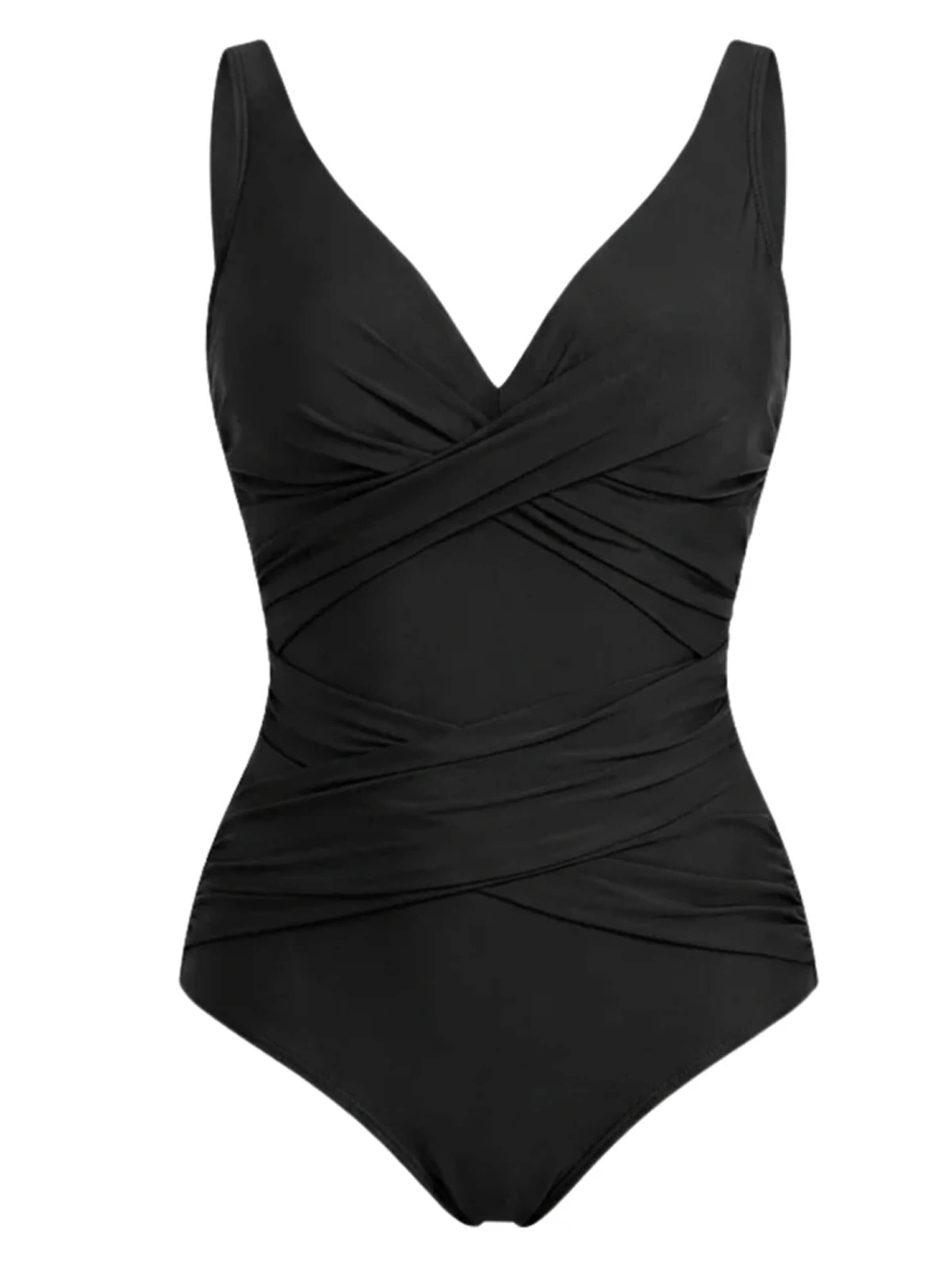 Shapetape Push-up Shaping swimsuit 'Corrigerende Badpak met Sierplooitjes' in Black