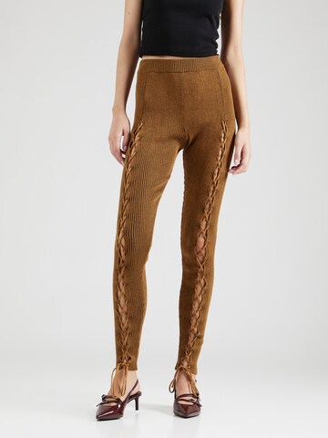 Monki Skinny Leggings in Brown: front