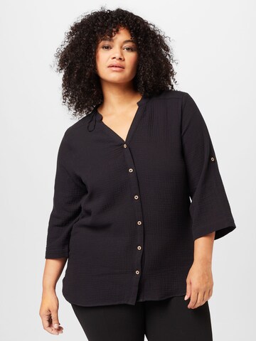 Camicia da donna 'Theis' di ONLY Carmakoma in nero: frontale