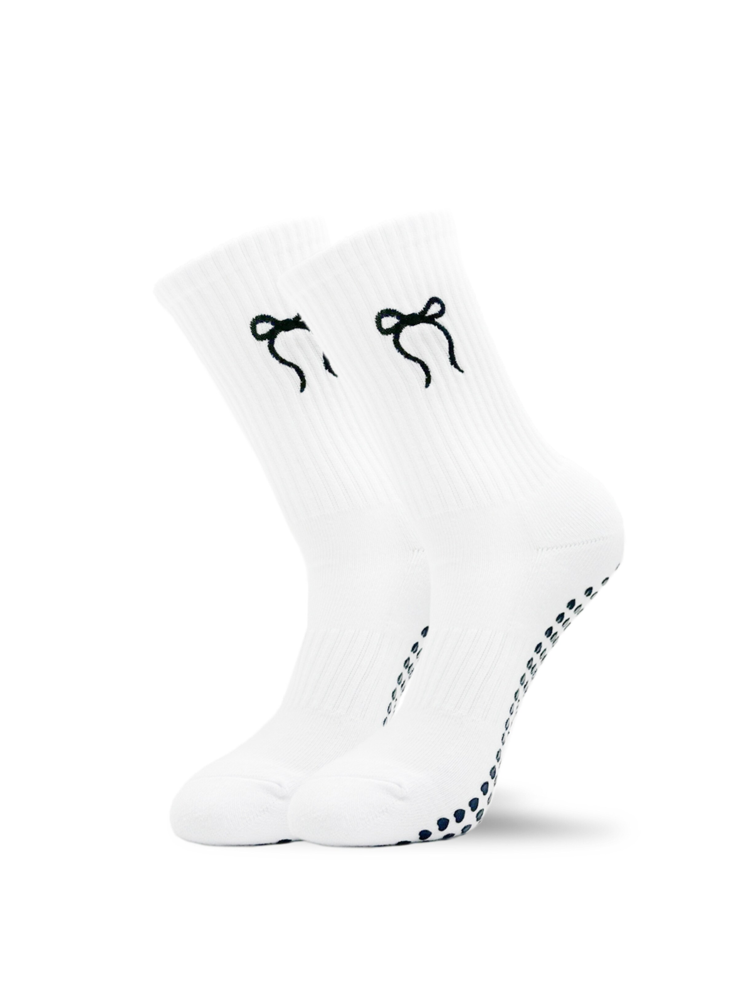 grippyglow Athletic Socks 'Pilates Socken aus Baumwolle mit Schleife (2er Pack)' in White: front