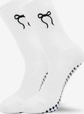 grippyglow Sportsocken 'Pilates Socken aus Baumwolle mit Schleife (2er Pack)' in Weiß: Vorderseite