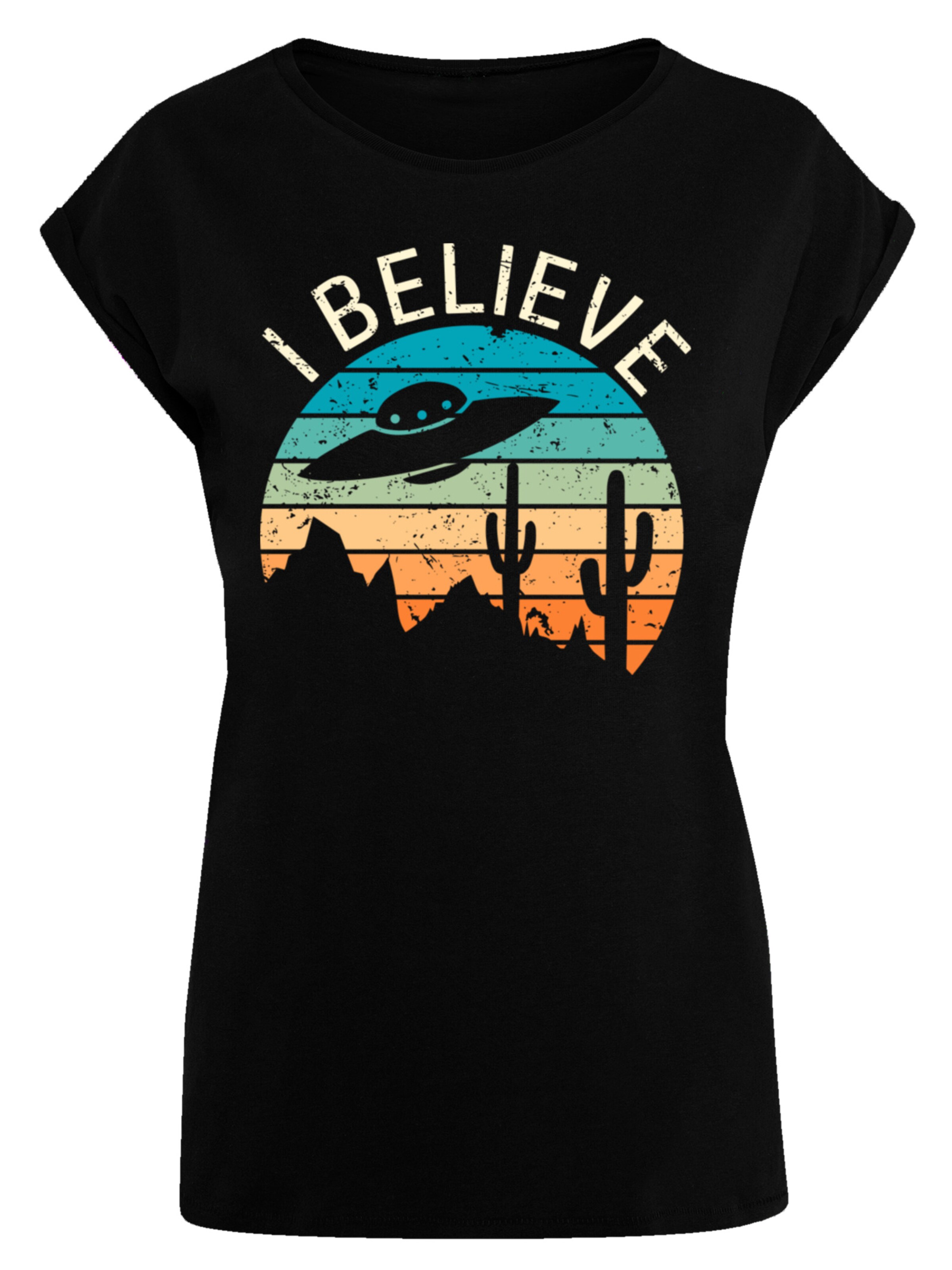 T-shirt 'I Believe UFO Alien Sonnenuntergang' F4NT4STIC en noir : devant