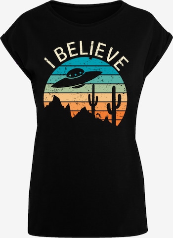 T-shirt 'I Believe UFO Alien Sonnenuntergang' F4NT4STIC en noir : devant