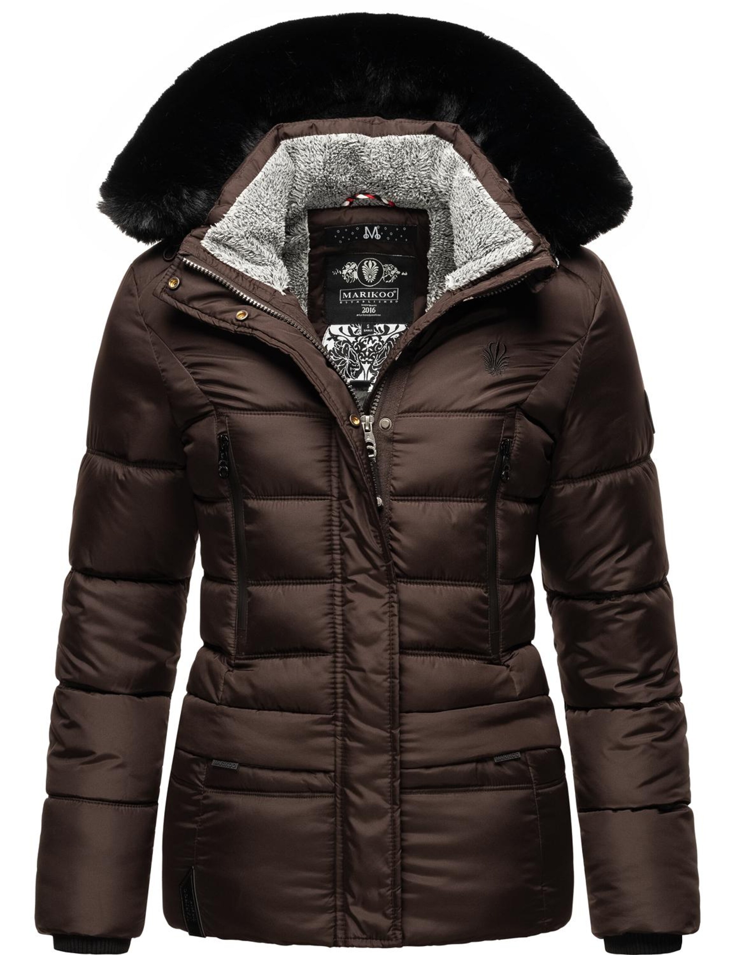 MARIKOO Winter jacket 'Loveleen' in Brown: front