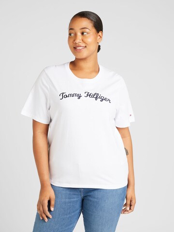 Tricou de la Tommy Hilfiger Curve pe alb: față