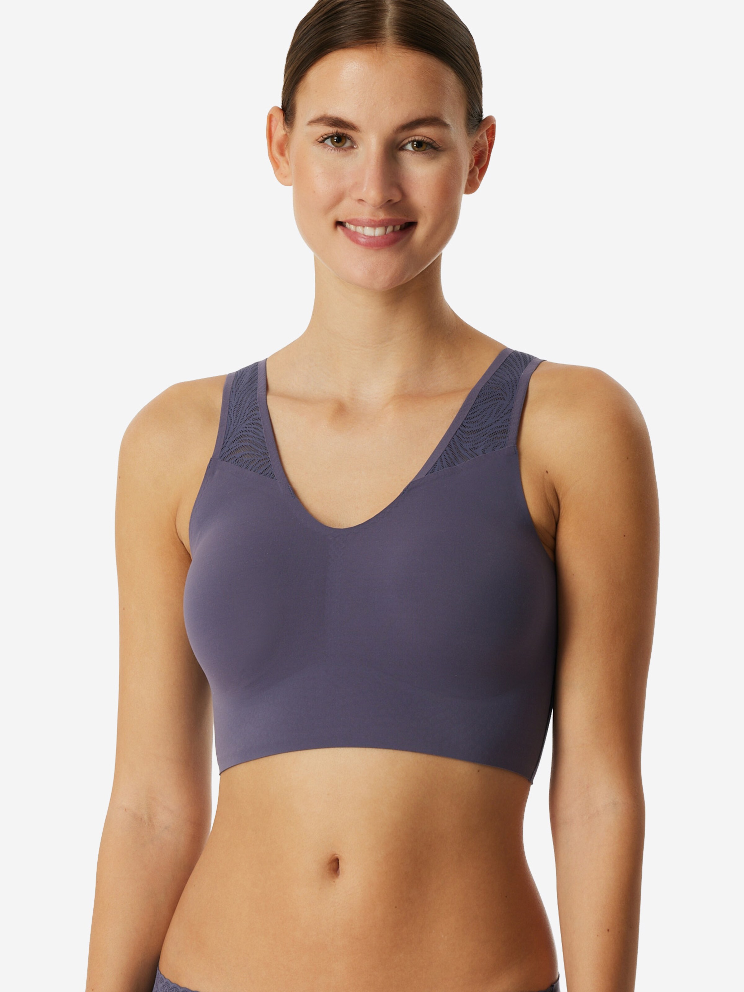 SCHIESSER T-Shirt Bustier ' Invisible Soft Lace ' in Blau: Vorderseite