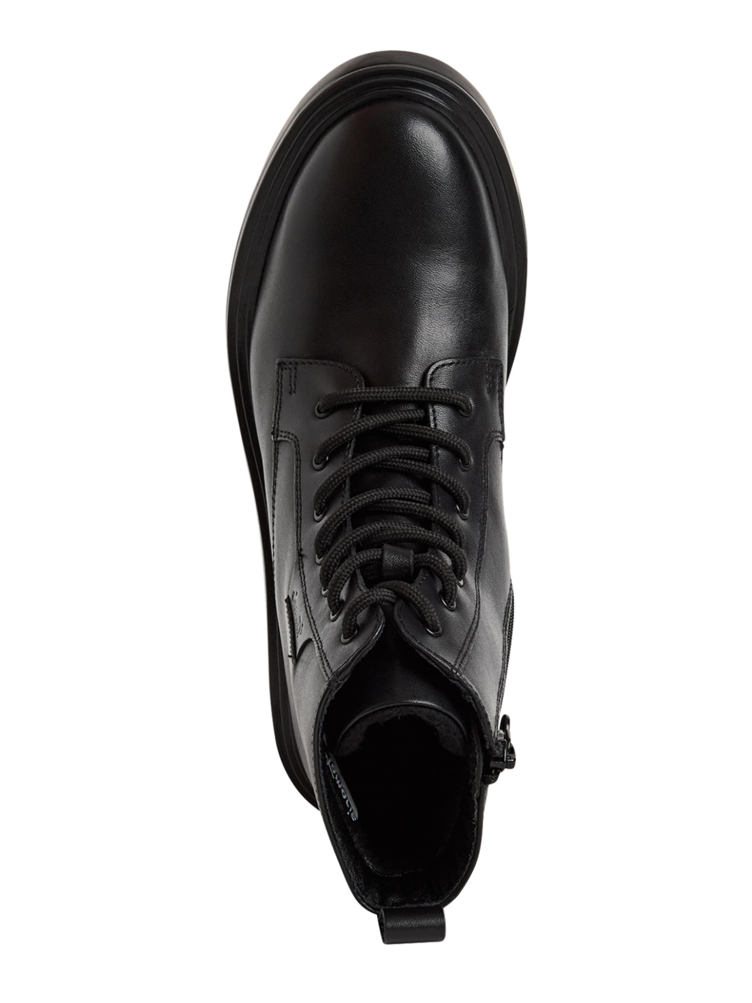 Tamaris Lace-Up Ankle Boots in Black: top