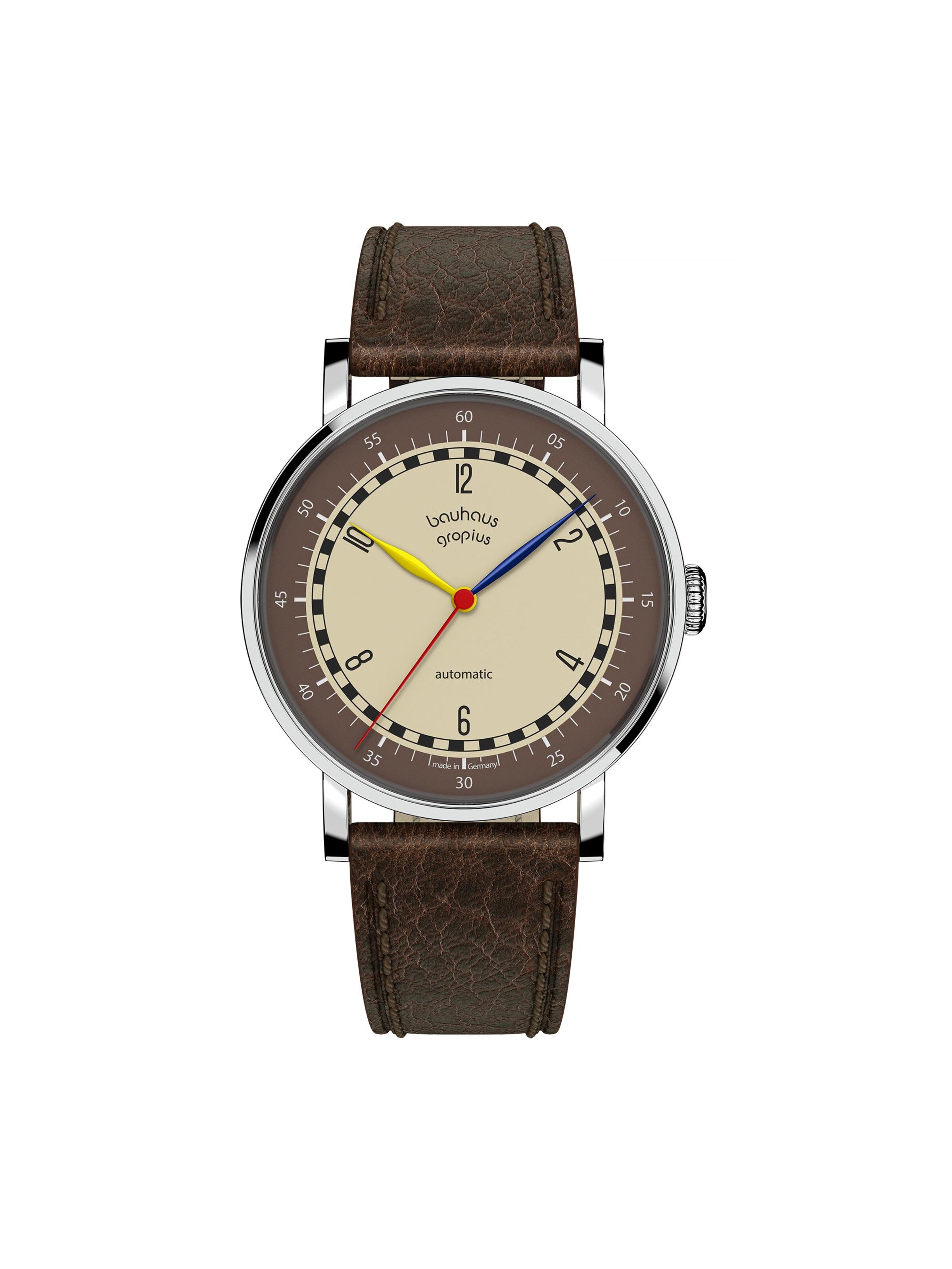 WALTER GROPIUS Analog Watch 'NEW BAUHAUS AUTOMATIK' in Brown: front