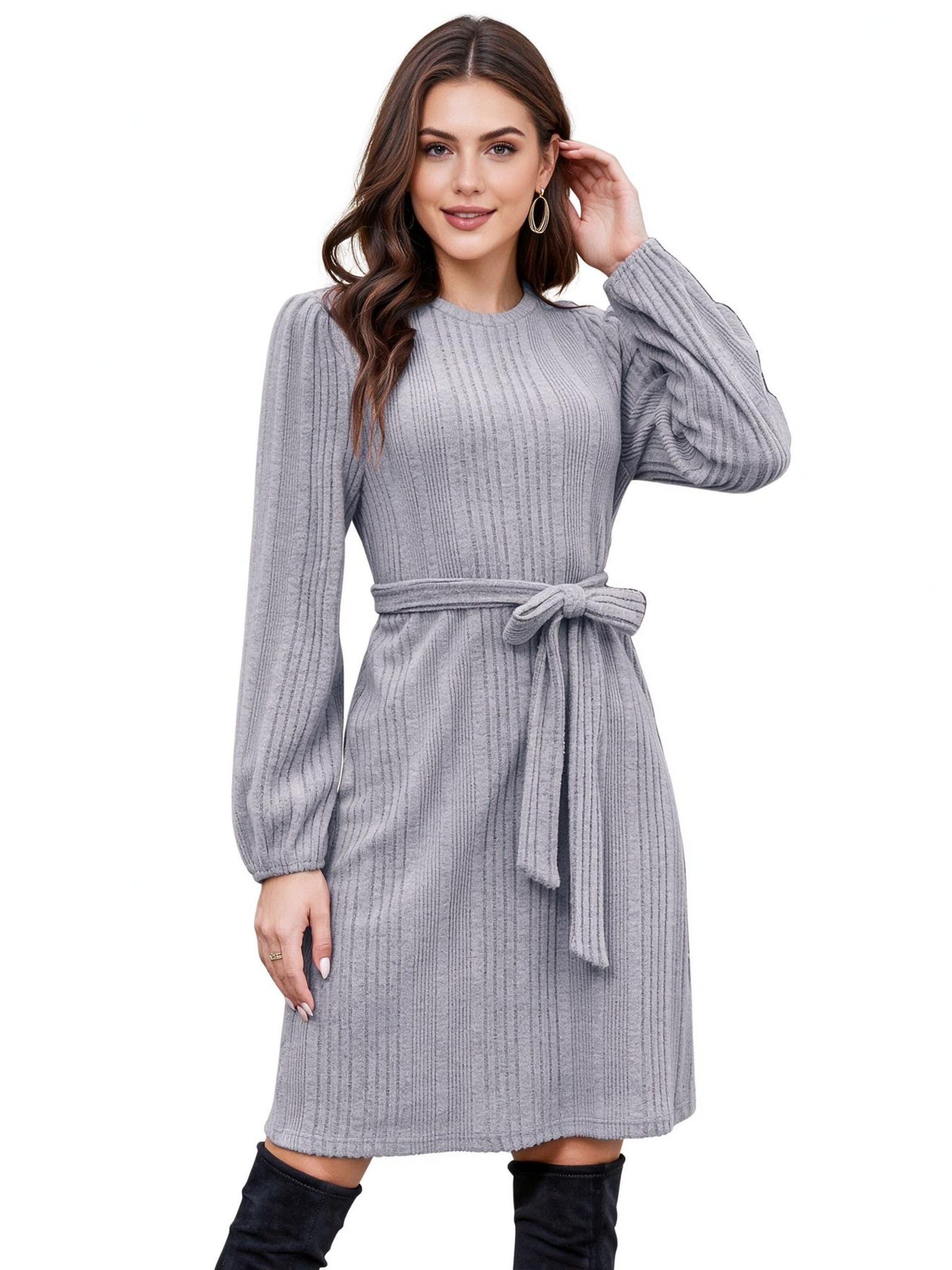 Yesfashion Gebreide jurk in Grijs: voorkant
