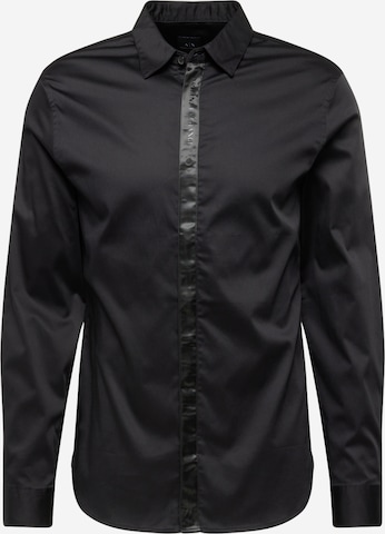 Regular fit Camicia di ARMANI EXCHANGE in nero: frontale