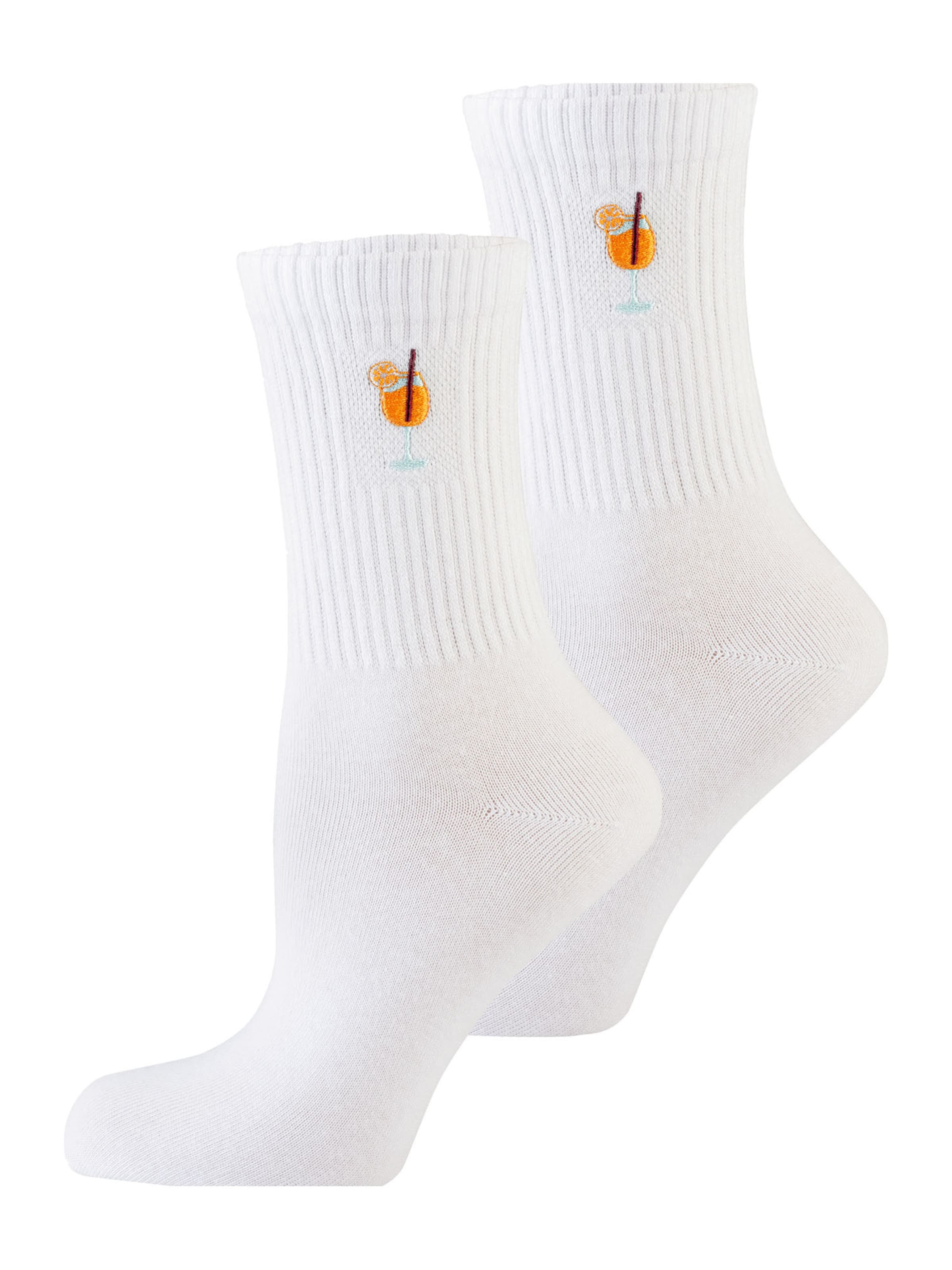 Nur Die Basicsocken ' Good Vibes ' in Weiß: Vorderseite