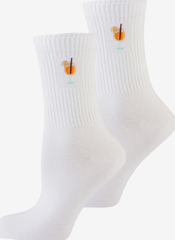 Nur Die Basicsocken ' Good Vibes ' in Weiß: Vorderseite