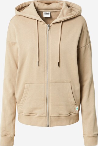 Urban Classics - Sudadera con cremallera en beige: frente