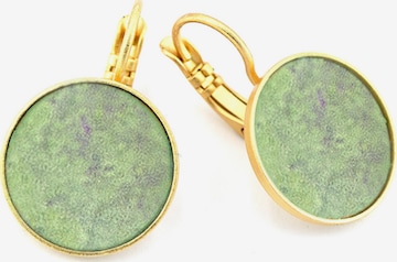 Sergio Engel Earrings 'Patina Ohrring 01 Vergoldete Edelstahlhänger mit farbig patiniertem Metalllättchen' in Green: front