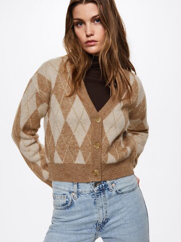 MANGO Knit Cardigan 'RUMBA' in Brown: front