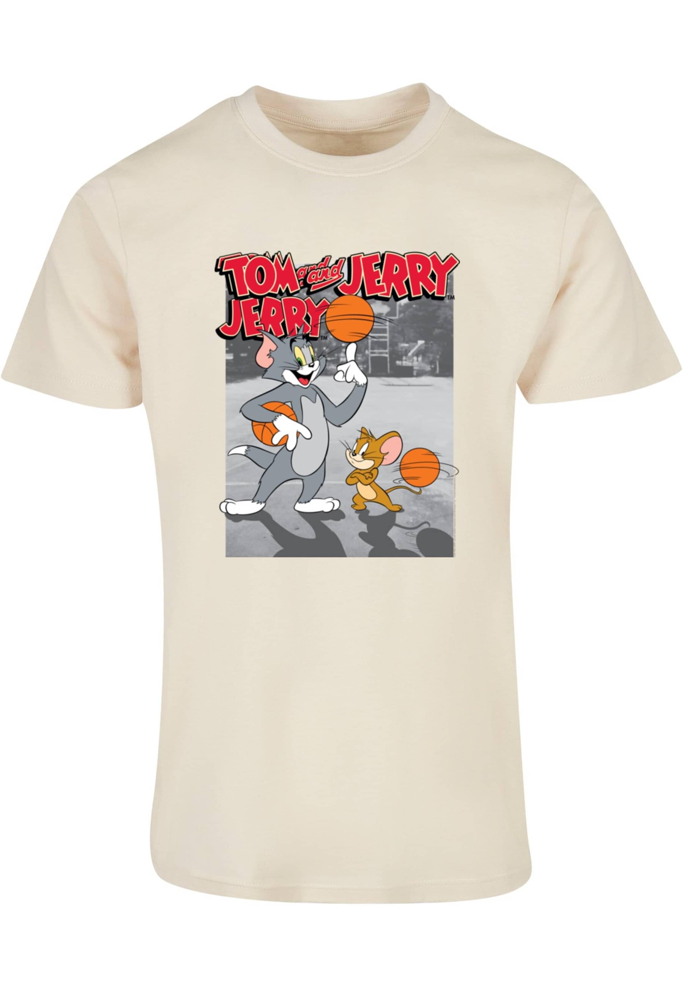 ABSOLUTE CULT Shirt 'Tom And Jerry - Basketball Buddies' in Beige: voorkant