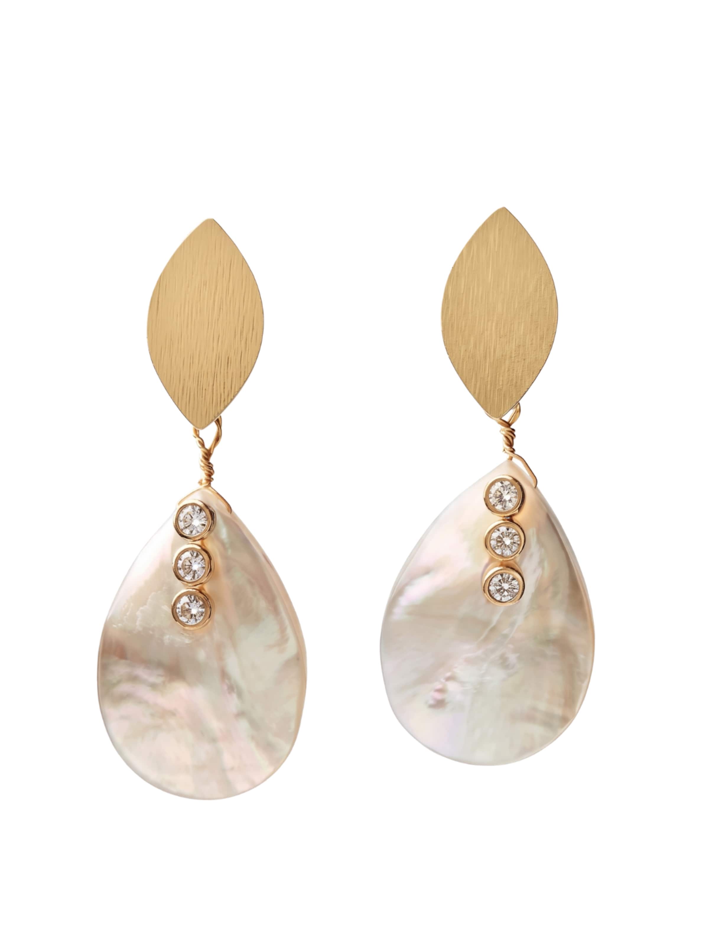 THE GEM STORIES JEWELRY Ohrringe 'Mother of Pearls Drop Earrings'‌‌ in Weiß: Vorderseite